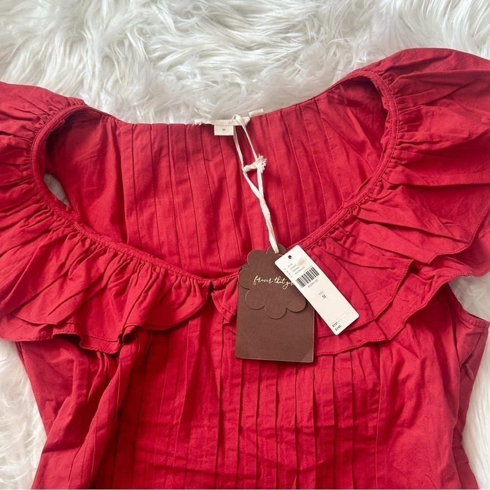 Anthropologie Forever that Girl Pintucked Ruffle Blouse Medium - Picture 7 of 8